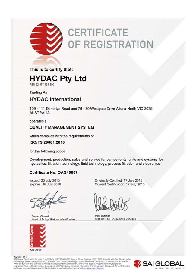 HYDAC Final Filtered Diesel<sup>®</sup> filtration partner.